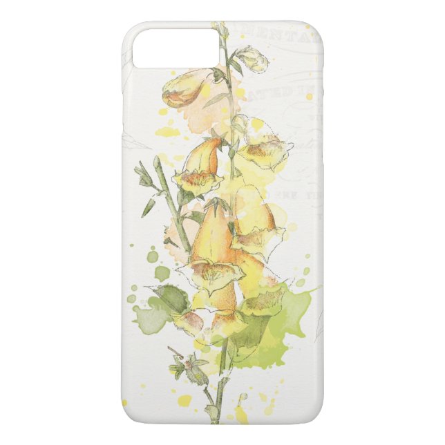 Gelbes mit Blumenspritzen Case-Mate iPhone Hülle (Rückseite)