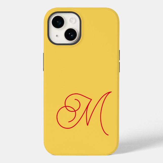 Gelbes Mit Monogramm klassisches Skript Schlicht Case-Mate iPhone Hülle (Rückseite)