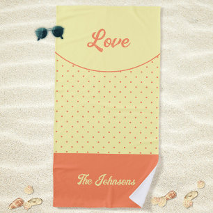 Gelbes Mittelalter Peach Retro Dots Sommerferien L Strandtuch