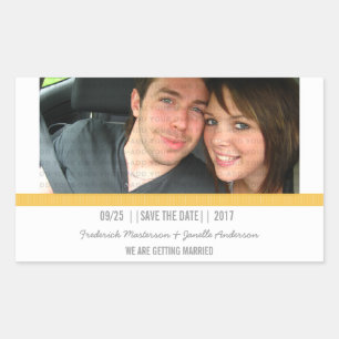Gelbes modernes Foto Save the Date Aufkleber