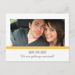 Gelbes modernes Foto Save the Date Postkarte