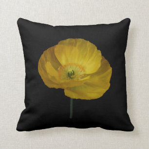 Gelbes Mohnblumen-Wurfs-Kissen Kissen