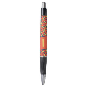 Gelbes Monogramm Orange Geometrisches Muster Kugelschreiber