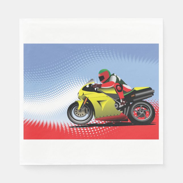 Gelbes Motorradpapier Napkins Serviette (Vorderseite)