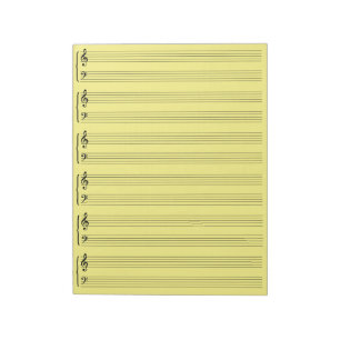 Gelbes Musik-Blatt-Papier Notizblock