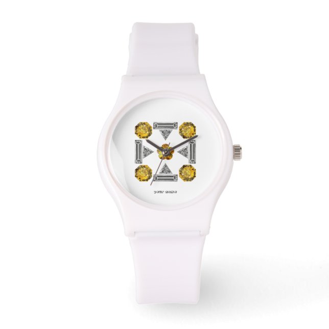 Gelbes Muster Armbanduhr (Vorderseite)