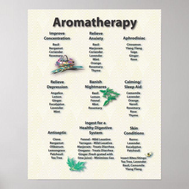 Gelbes Muster Aromatherapie Diagramm Poster (Vorne)