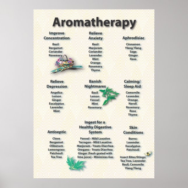 Gelbes Muster Aromatherapie Diagramm Poster (Vorne)