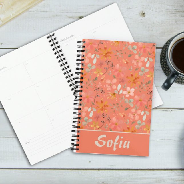 Gelbes Muster botanisch-grüner Orangenplaner Planer (Von Creator hochgeladen)