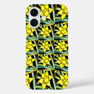 Gelbes Muster für wertvolle Blume iPhone 16 Hülle