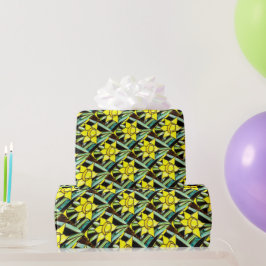 Gelbes Muster für wertvolle Blume Geschenkpapier