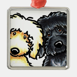 Gelbes n schwarzes Labradoodle Ornament Aus Metall