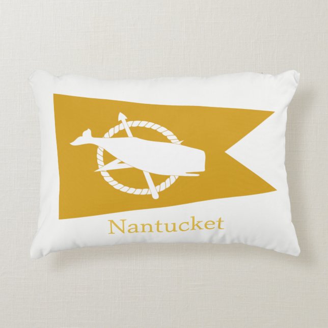 Gelbes Nantucket Wal-Flaggenkissen Zierkissen (Vorderseite)