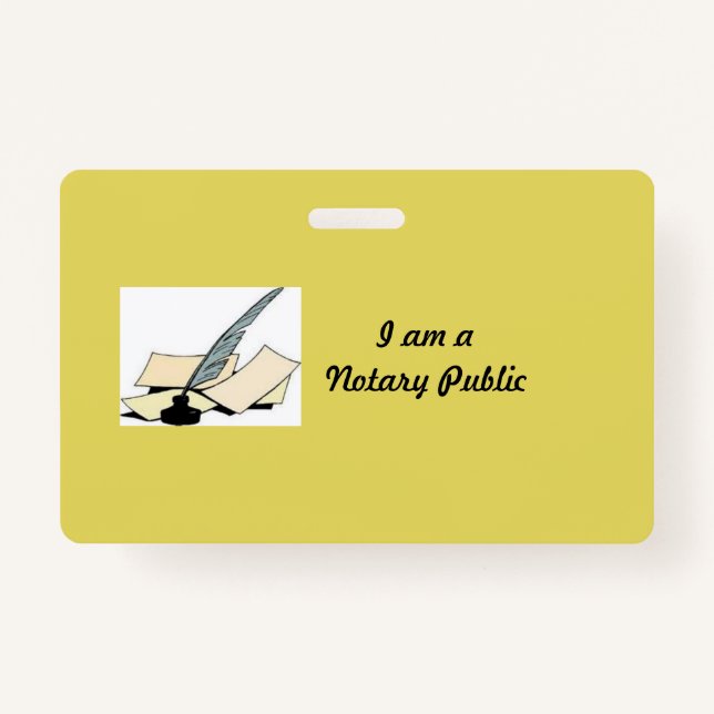 Gelbes Notar, öffentliches, horizontales Abzeichen Ausweis (Vorderseite)