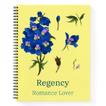 Gelbes Notizbuch mit blauen Blumen Romance Lover