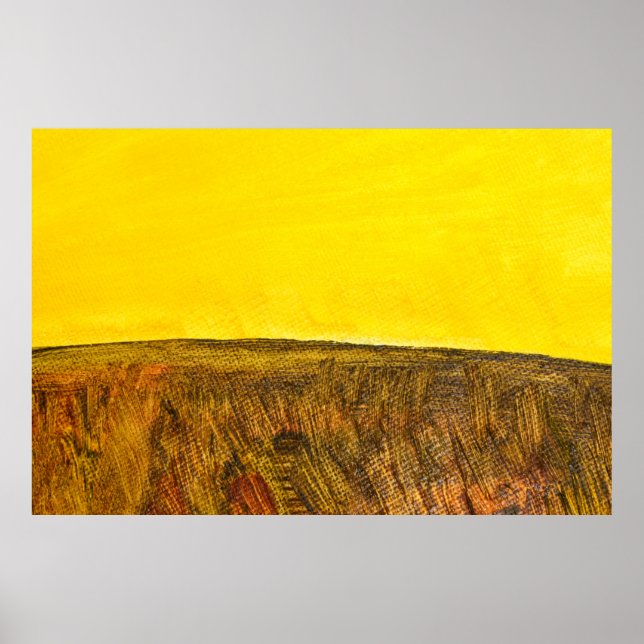 Gelbes Oberteil und brauner Boden. Abstrakte Lands Poster (Vorne)