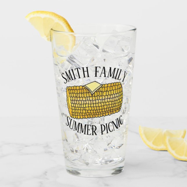 Gelbes Ohr für Mais auf der Cob-Familie Picnic Glas (Vorderseite Ice)