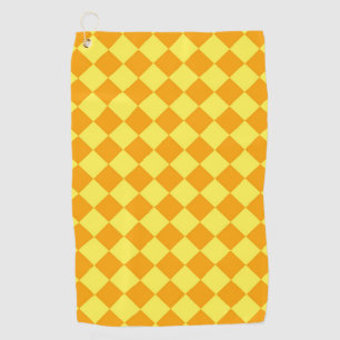 Gelbes Orange Schachbrett Diamantmuster Golfhandtuch