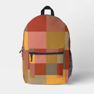 Gelbes Orange Tan Multicfarbig Kariert Bedruckter Rucksack