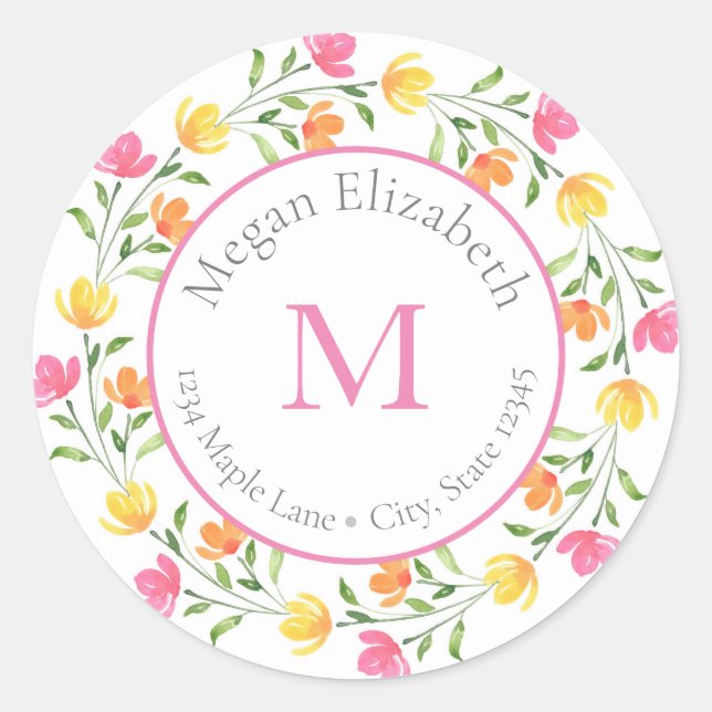 Gelbes orangefarbenes Etikett Runder Aufkleber (Vorderseite)