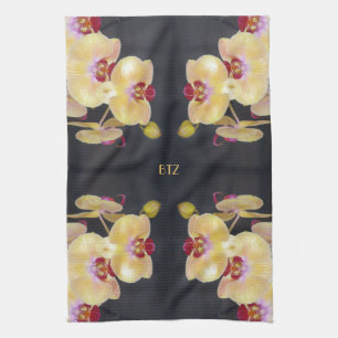 Gelbes Orchideen-Muster Handtuch