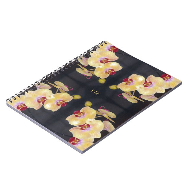 Gelbes Orchideenmuster Notizblock (Linke Seite)