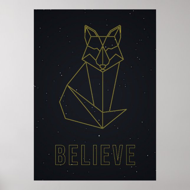Gelbes Origami-Fuchs aus der Selbstversorgung Poster (Vorne)