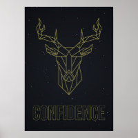 Gelbes Origami-Reh-Affirmations-Poster. Vertrauen