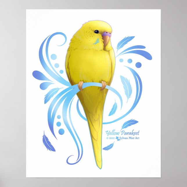 Gelbes Parakeet Poster (Vorne)
