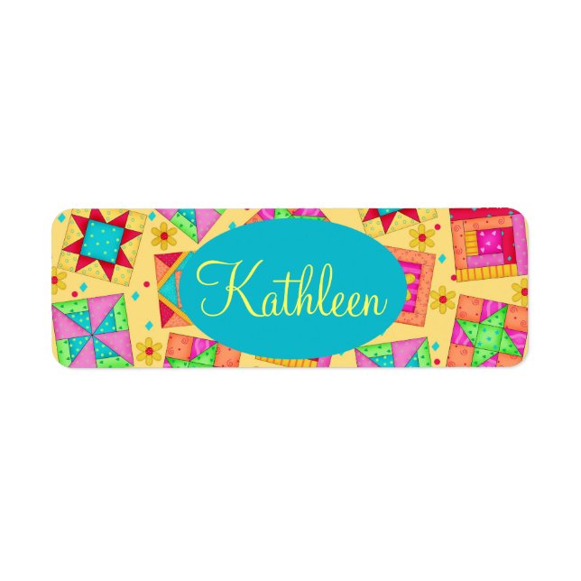 Gelbes Patchwork Personalisierte Blockkunst (Vorne)