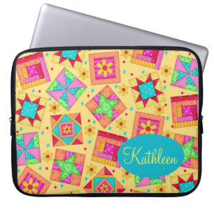 Gelbes Patchwork Personalisierte Blockkunst Laptopschutzhülle