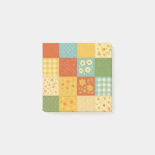 Gelbes Patchwork Quilt Rustikales Bauernhaus Post-it Klebezettel