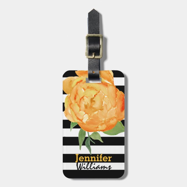 Gelbes Peony Custom Luggage Tag Gepäckanhänger (Vorderseite vertikal)