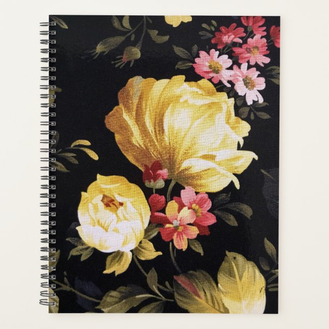 Gelbes Peony Design in Black Planer (Vorderseite)