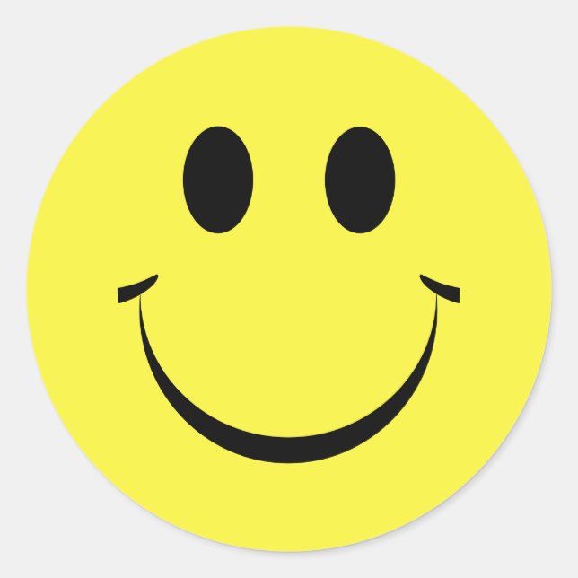 Gelbes Personalisiert glückliches Gesicht Niedlich Runder Aufkleber (Vorderseite)