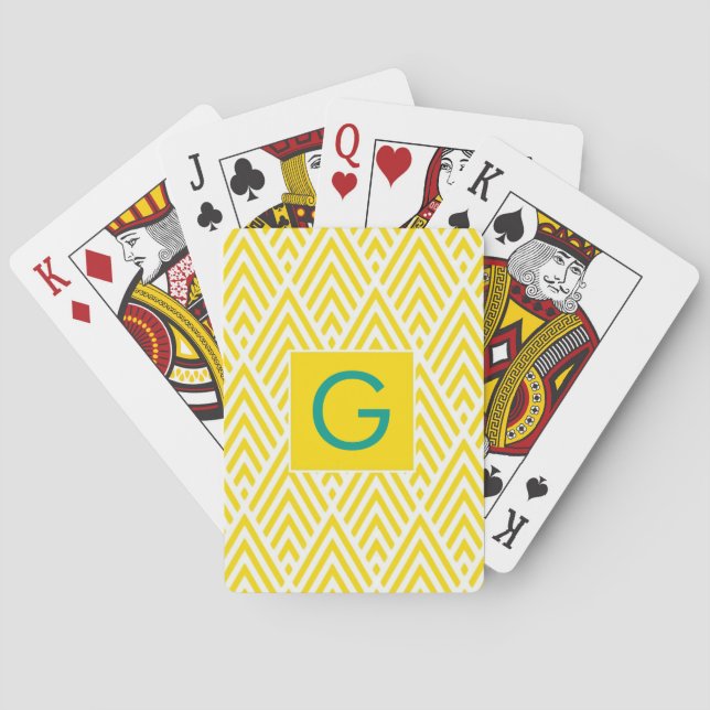 Gelbes Pfeil-Monogramm-Spielkarten Spielkarten (Rückseite)