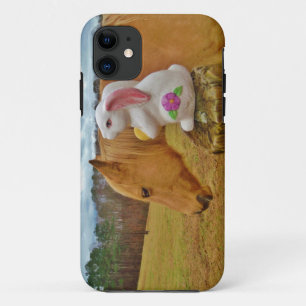 Gelbes Pferd, Frühlingshasen iPhone 11 Hülle