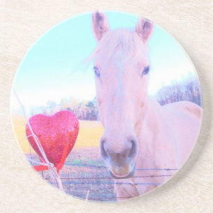 Gelbes Pferd und Rotes Herz Getränkeuntersetzer