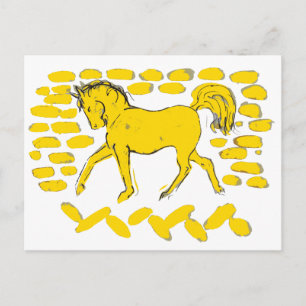 Gelbes Pferdedesign Postkarte