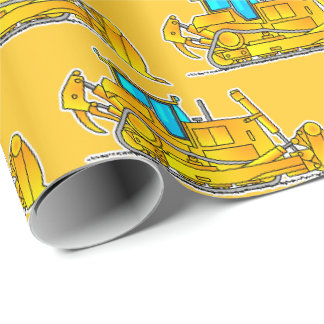 Gelbes Planierraupen-Geschenkpapier, Baugeschenk Geschenkpapier