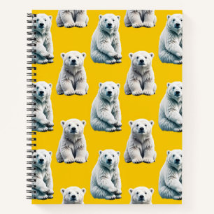 Gelbes Polarbär-Musterdesign Notizbuch