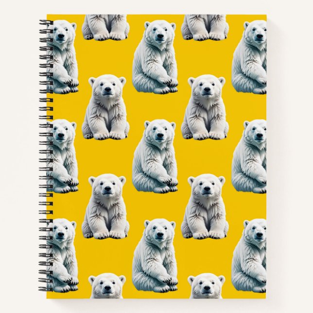 Gelbes Polarbär-Musterdesign  Notizbuch (Vorderseite)