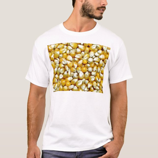 Gelbes Popcornkernmuster T-Shirt (Vorderseite)