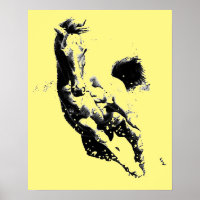 Gelbes Poster drucken auf Laufende Pferde Artwork