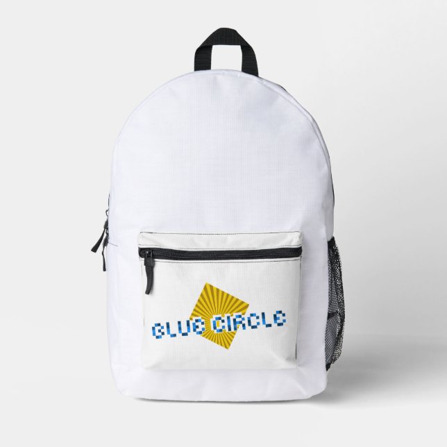 Gelbes Quadrat mit Balken und optischem Pixel-Text Bedruckter Rucksack (Vorderseite)