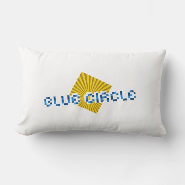 Gelbes Quadrat mit Balken und optischem Pixel-Text Lendenkissen (Vorderseite)