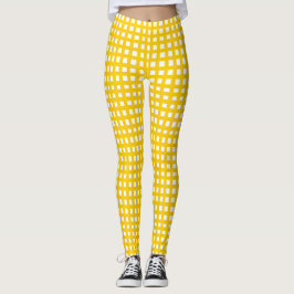 gelbes Quadratmaschengitter Leggings