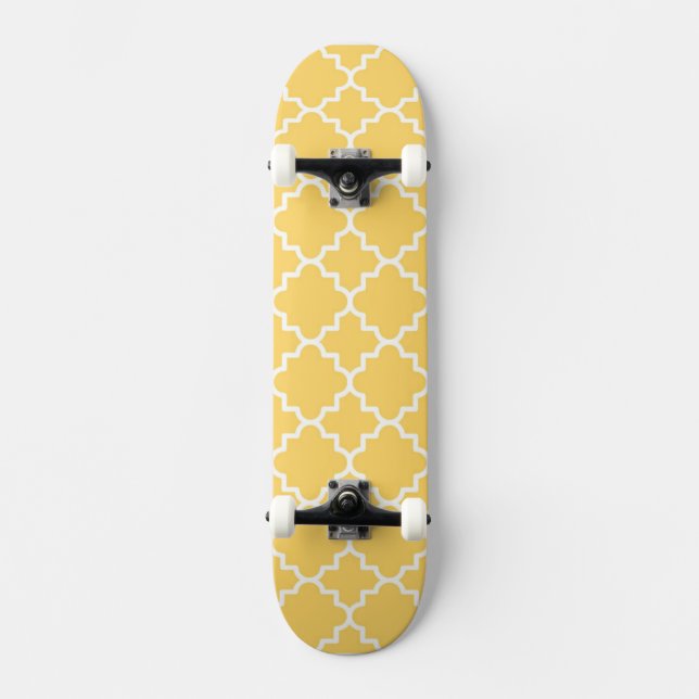 Gelbes Quatrefoil Muster Skateboard (Vorderseite)