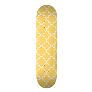 Gelbes Quatrefoil Muster Skateboard
