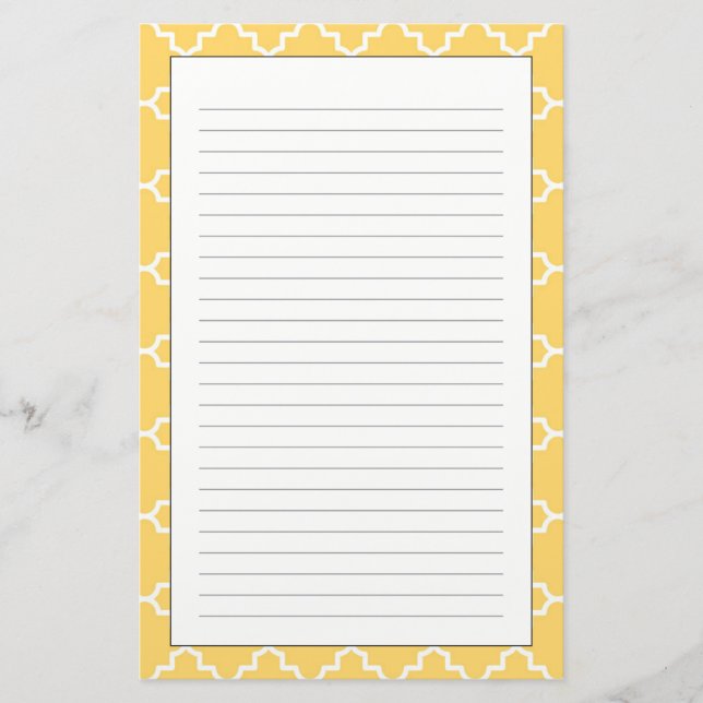 Gelbes Quatrefolienmuster Briefpapier (Vorderseite)